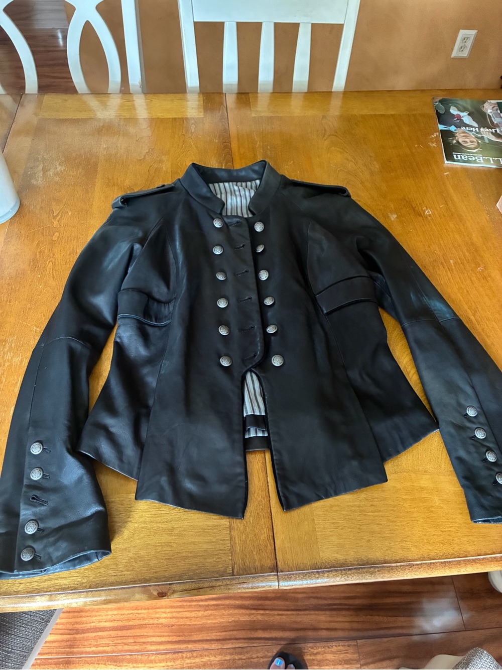 Black Military-Style Leather Jacket